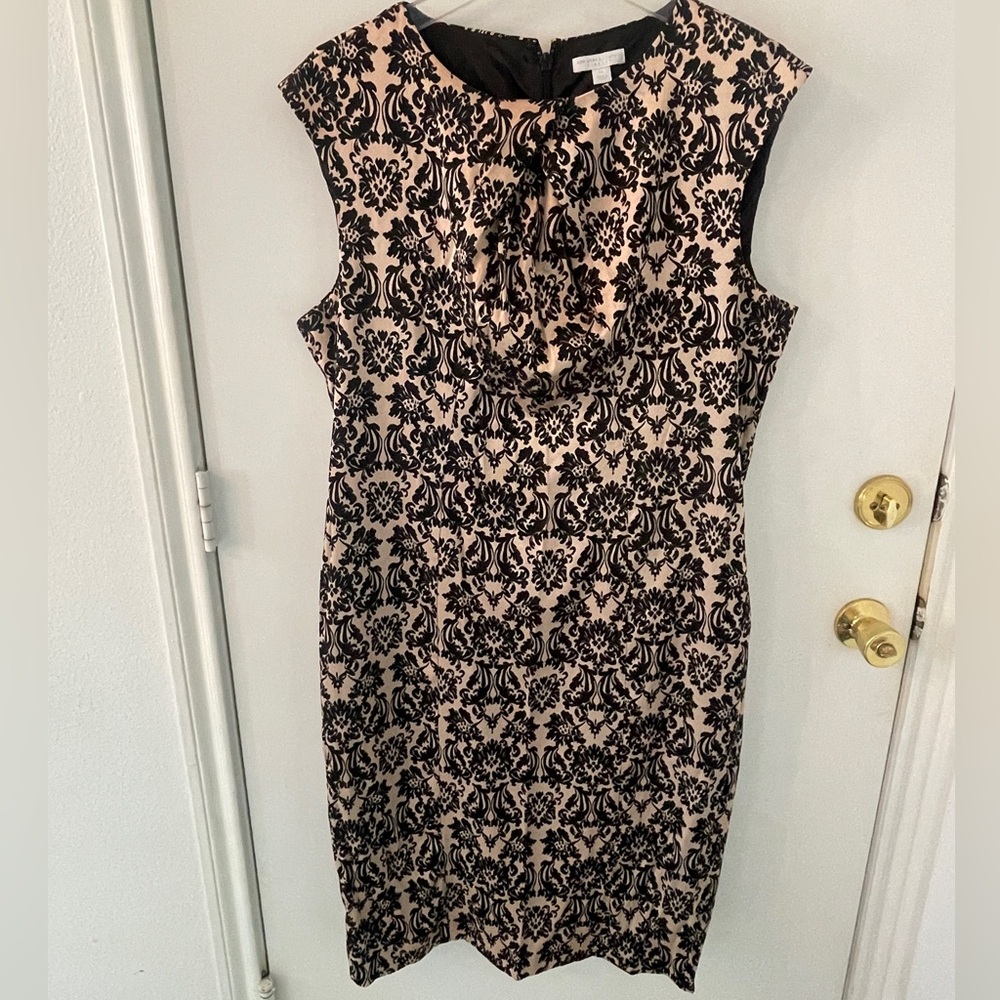 New York & Company Black and gold Damask dress